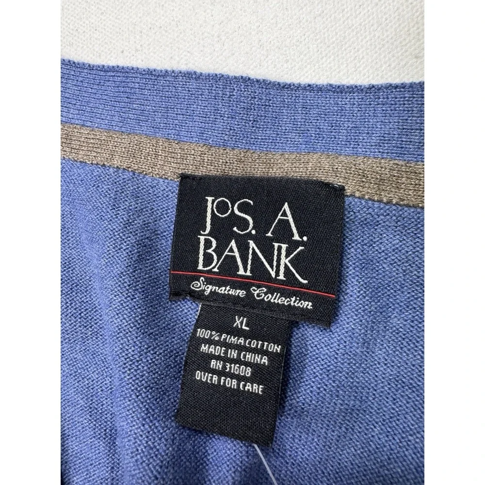 Jos A Bank Signature XL Blue Pima Cotton Cardigan Sweater NWT V-Neck Classic XL